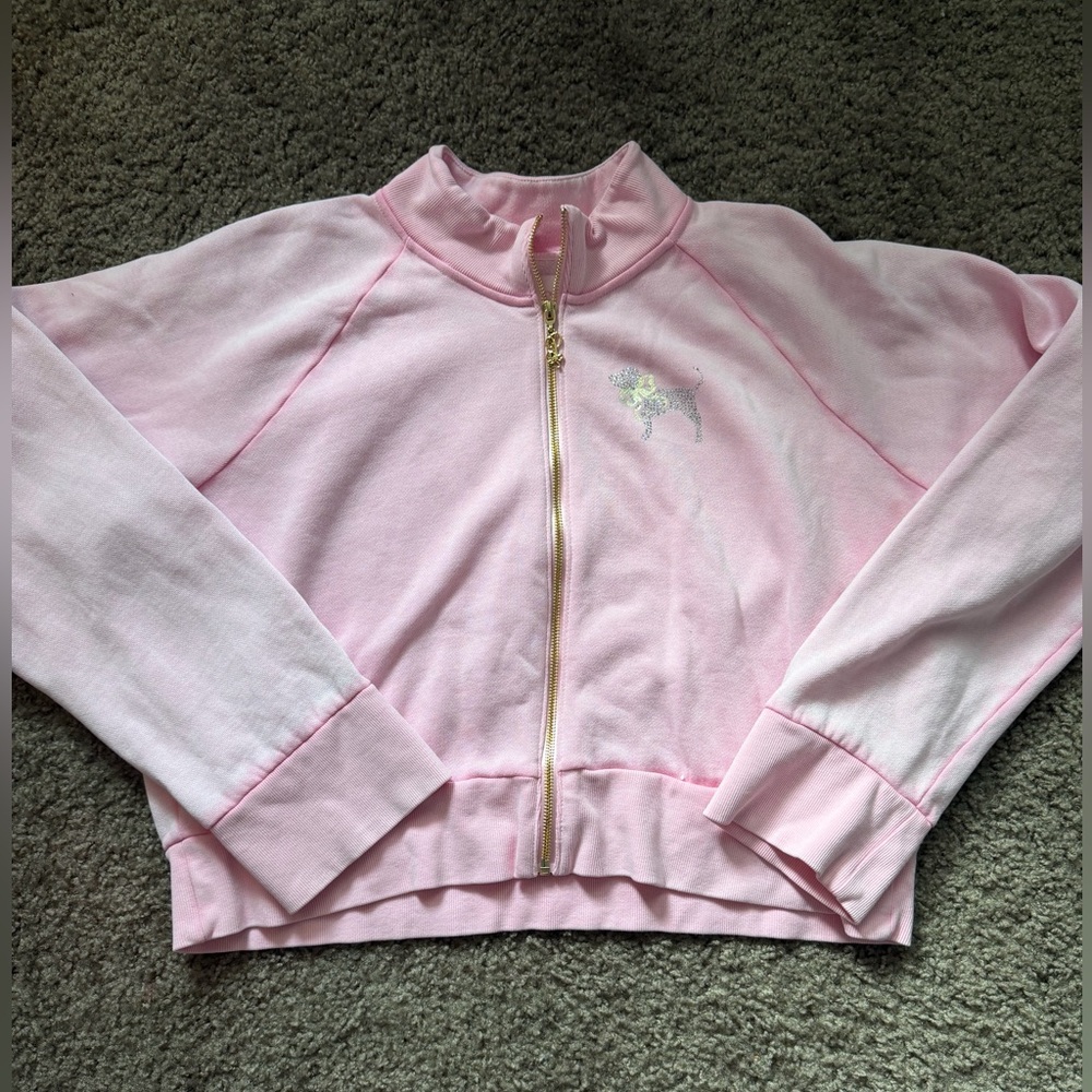 💖 Victoria’s Secret PINK x LoveShackFancy Zip-Up Jacket |Size XXL | Baby Pink